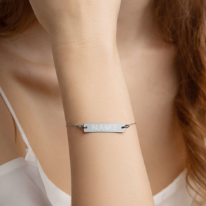 Custom Name Engraved Silver Bar Chain Bracelet