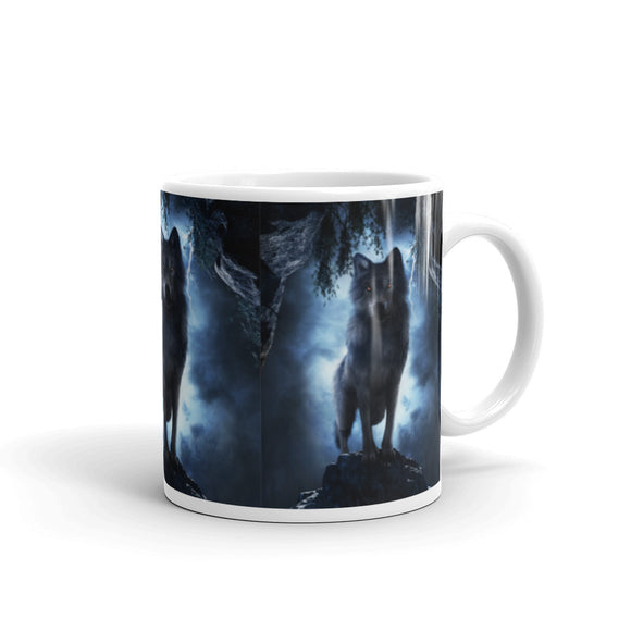 Wolves At Night Unique Illustration Mug